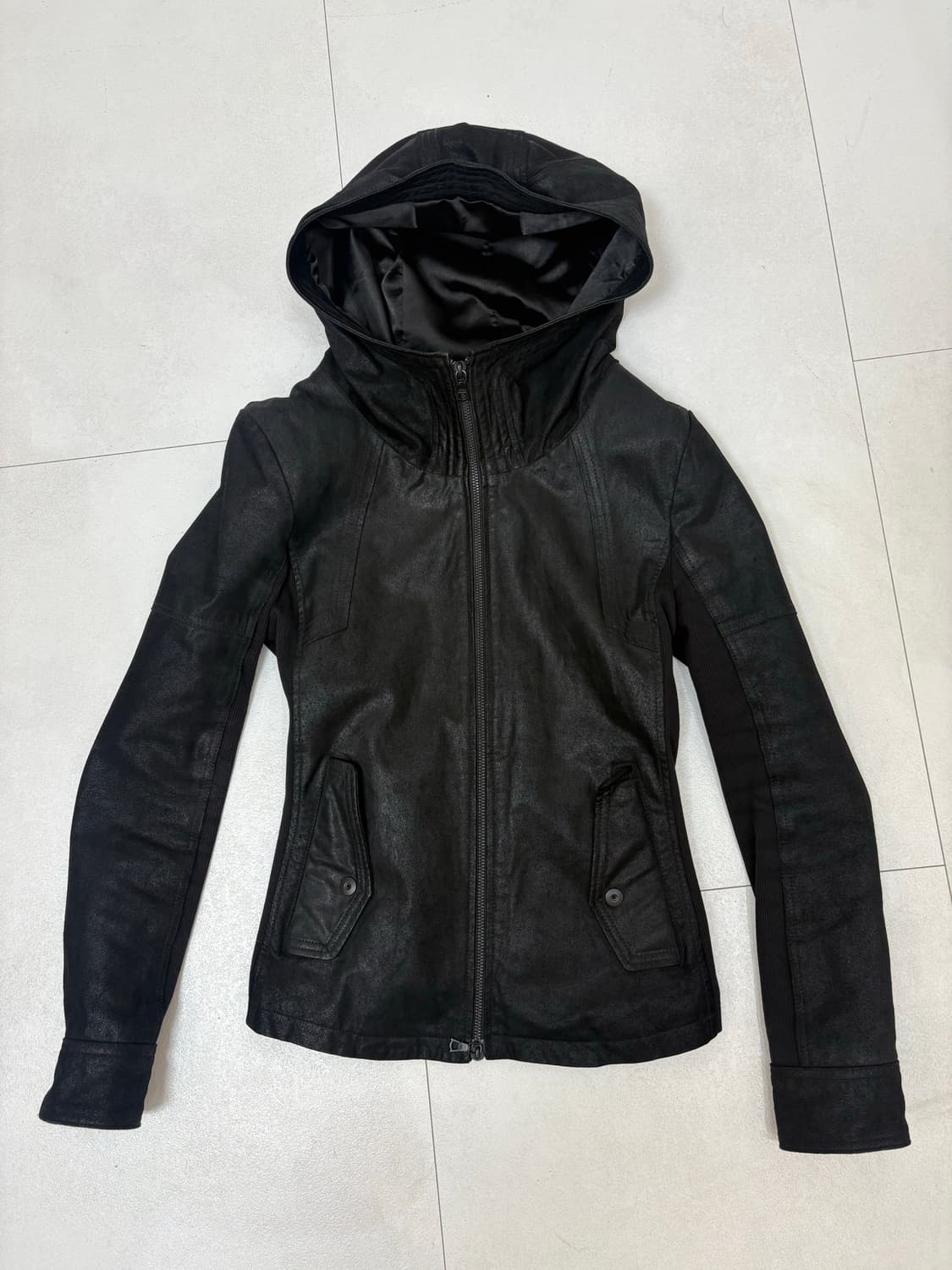 No id 보노 레더 후드 자켓 상품이미지2