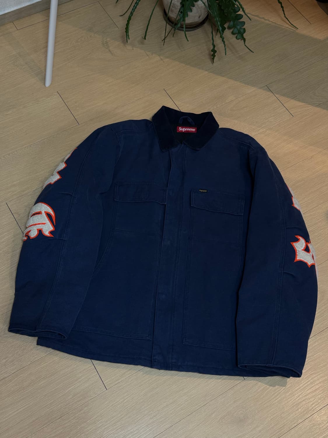[XL] 슈프림 25ss 올드 잉글리시 캔버스 워크 자켓 네이비 상품이미지1
