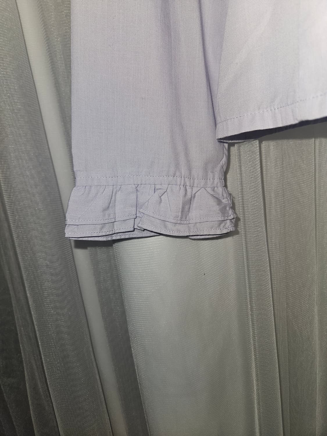 clear weather 바이올렛 블루 레이스 셔링 블라우스 상품이미지3