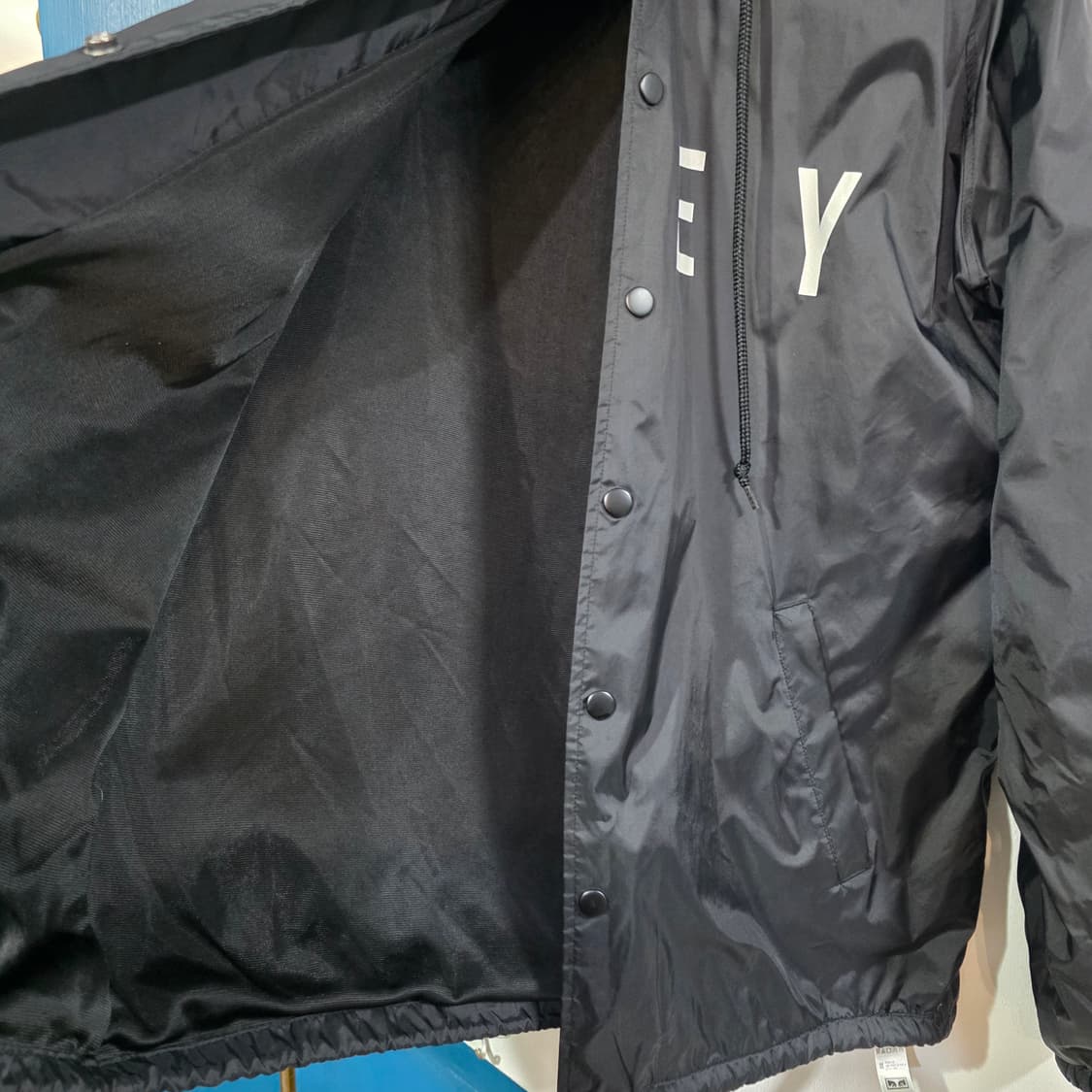OBEY 오베이 블랙 후드 나일론 바람막이 바스락 코치 자켓 L 상품이미지5