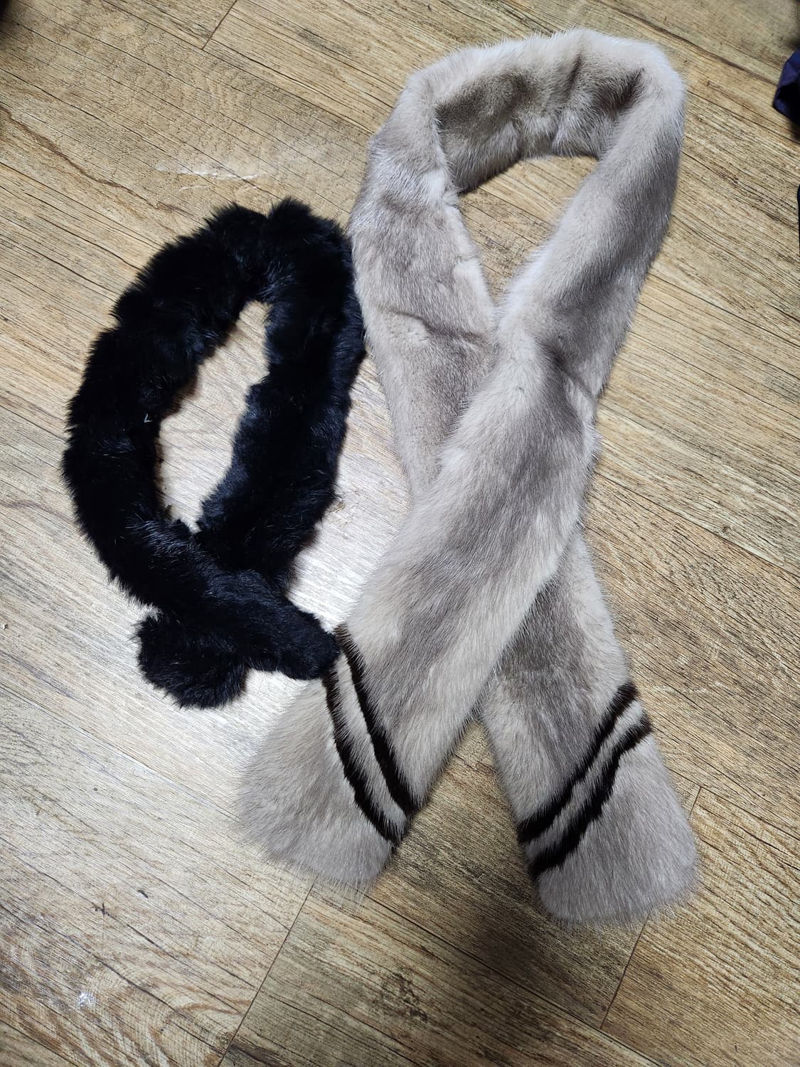 모피털 목도리 블랙/회색 2개 일괄 상품이미지1