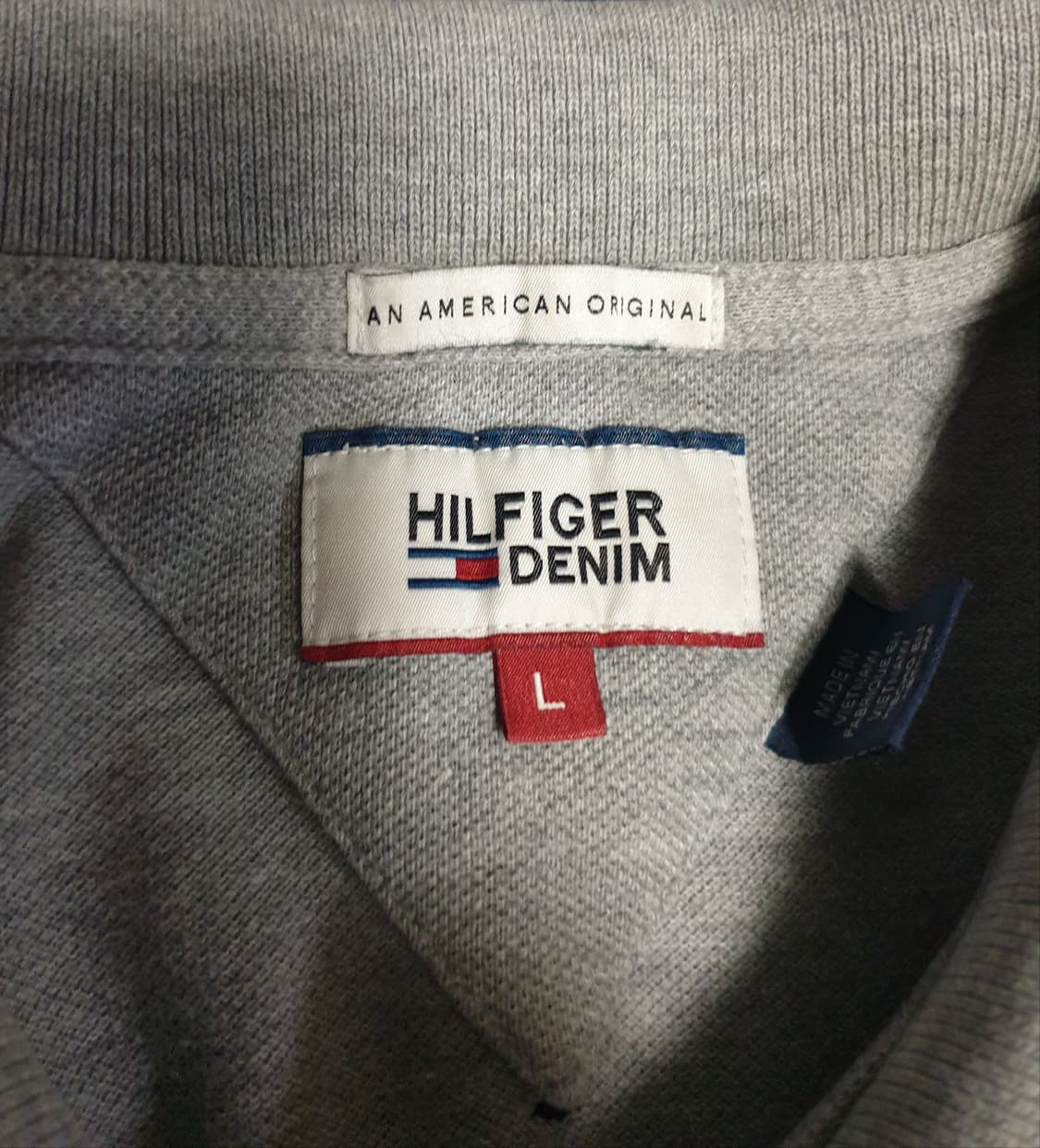 (빈티지) 타미힐피거 데님 우먼 반팔 카라티 그레이 (L) 상품이미지3