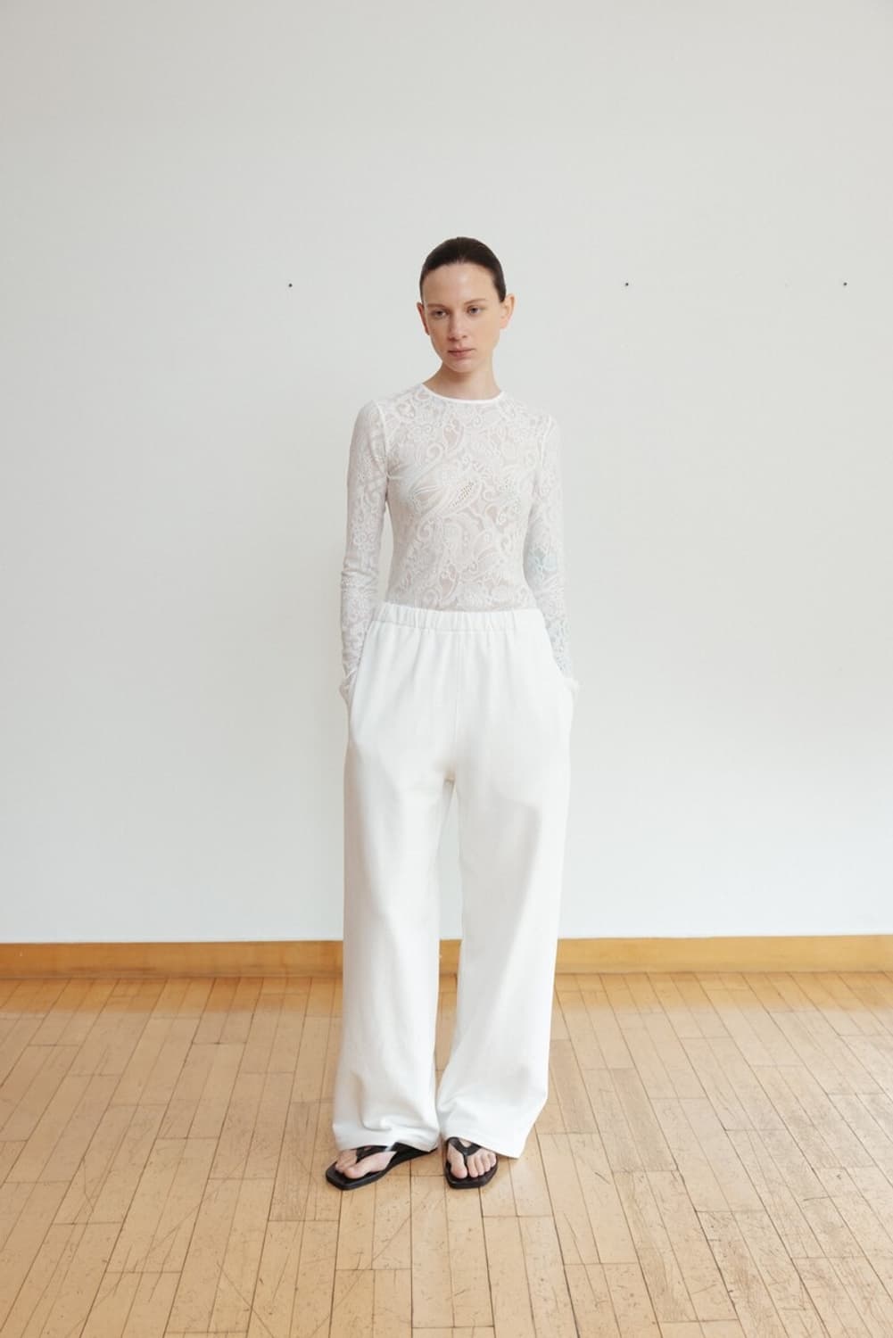 모노하 레이스 롱슬리브리스 화이트 상품이미지1