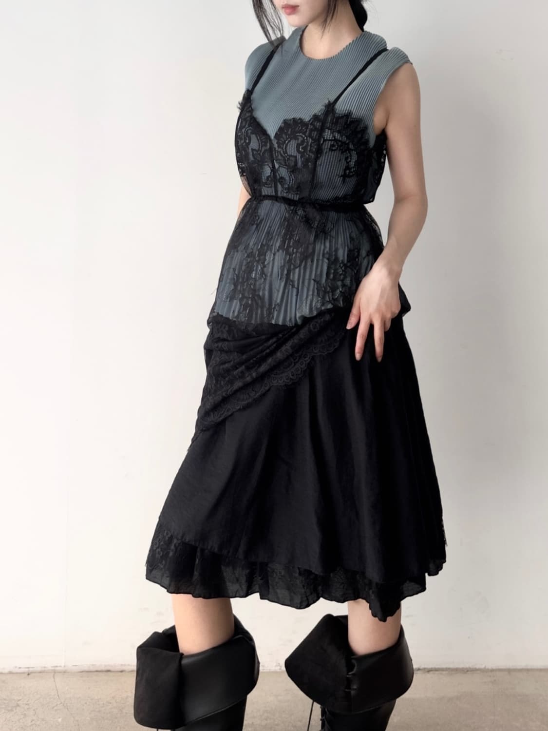 Lace camisole sleeveless ops / black 상품이미지1