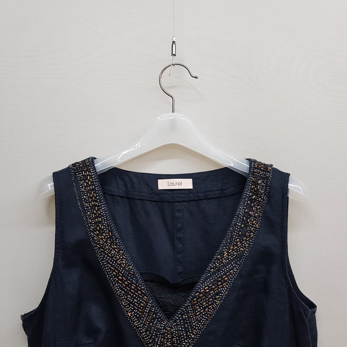 Laurel 라우렐 비즈 넥라인 린넨 슬리브리스 롱 원피스 M사이즈 상품이미지2