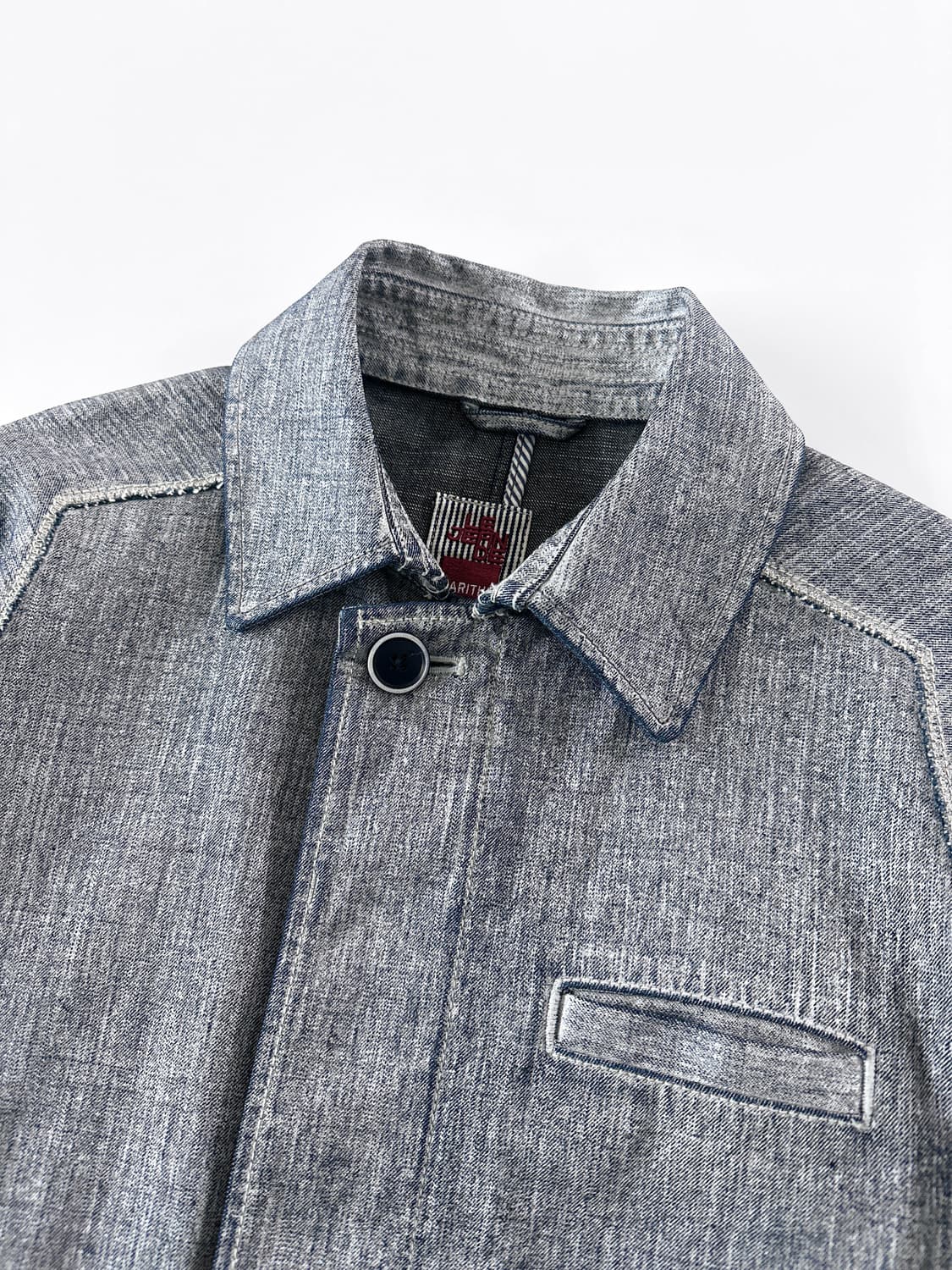 90s 마리떼 프랑소와 저버 패턴 데님 초어 코트 상품이미지4