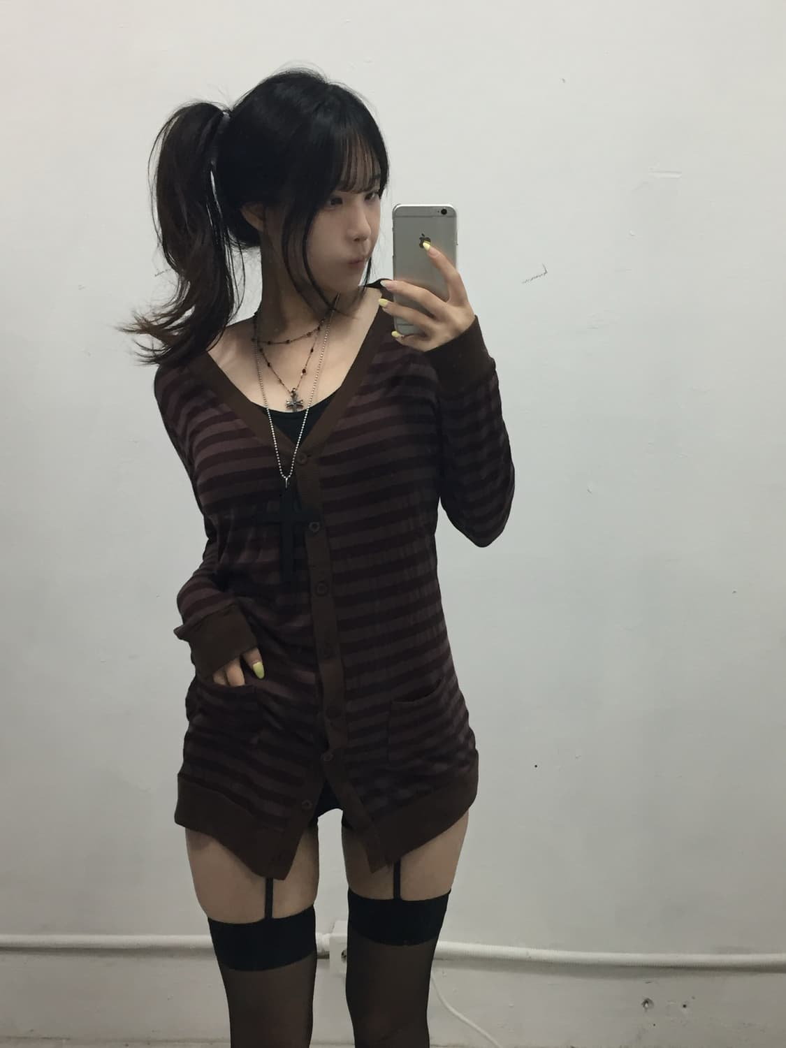 오네갸루 코코아  스트라이프 가디건 상품이미지1