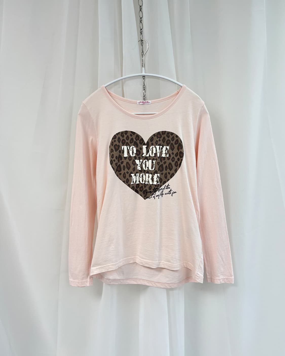 COLZA 레오파드 프린트 하트 그래픽 긴소매 티셔츠 상품이미지3