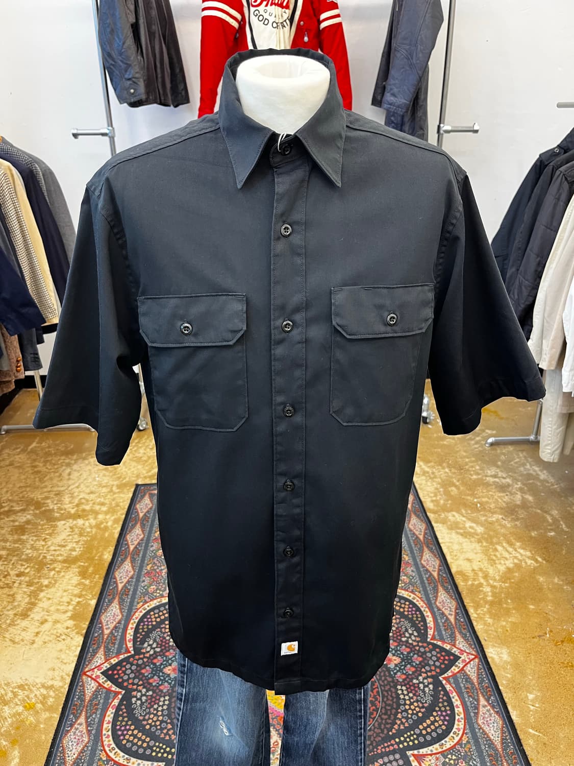 칼하트 더블 포켓 반팔 셔츠 블랙 상품이미지2