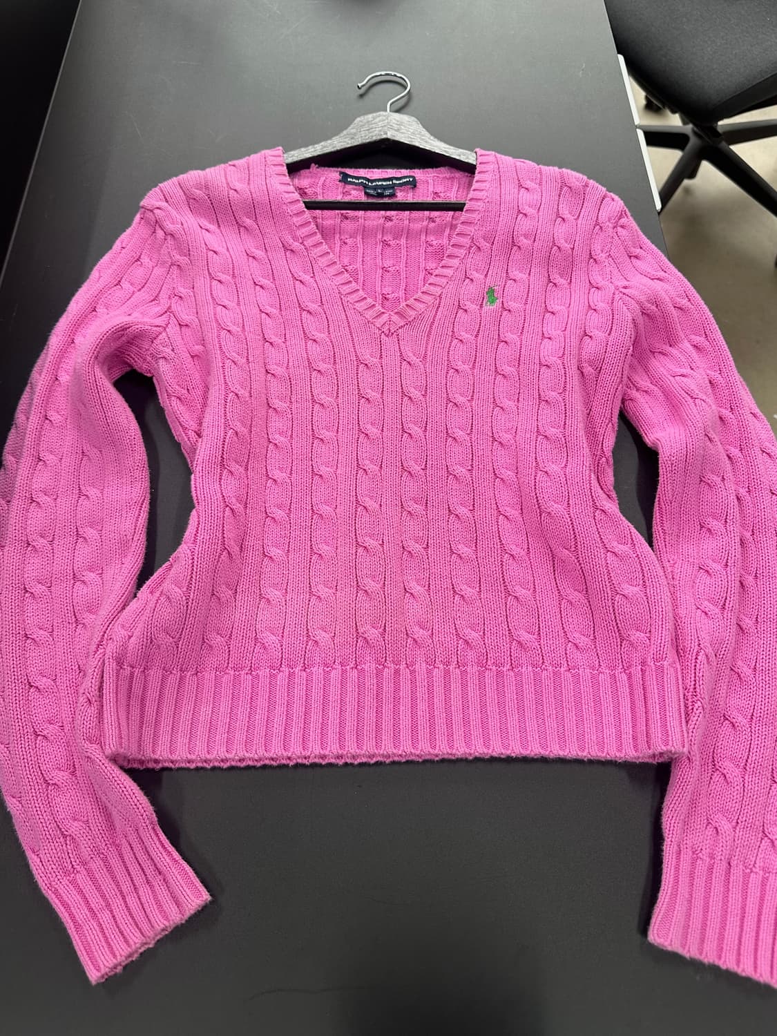 폴로랄프로렌 브이넥 케이블니트 핑크 상품이미지4