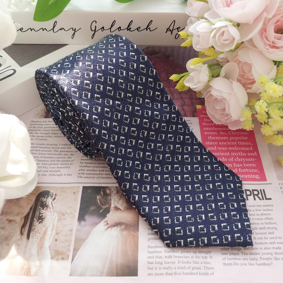 지오송지오 넥타이 네이비 기하학 패턴 A+등급 K2375
 상품이미지1