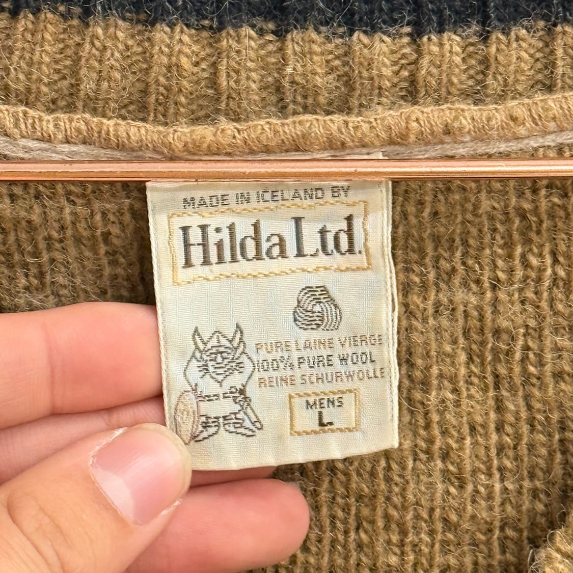 90S Hilda Ltd 아이슬란드 오버핏 양모 브이넥 니트 (L) 상품이미지2