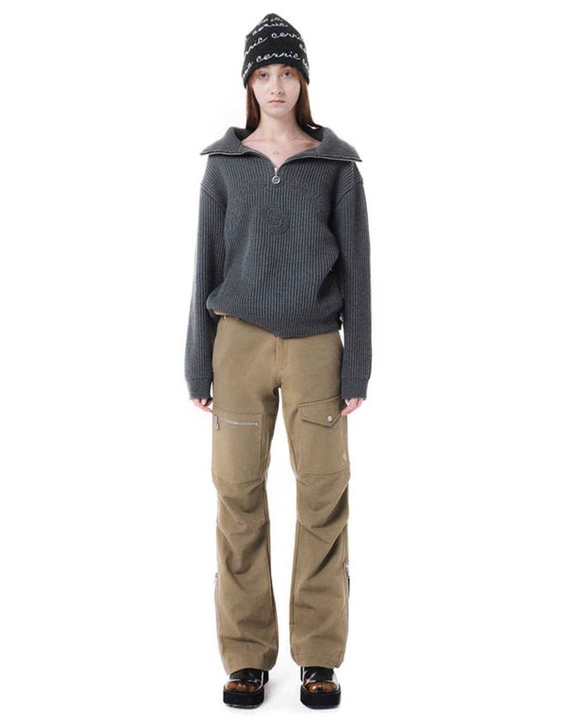 세릭 cerric 카키 카고 부츠컷 팬츠 상품이미지4