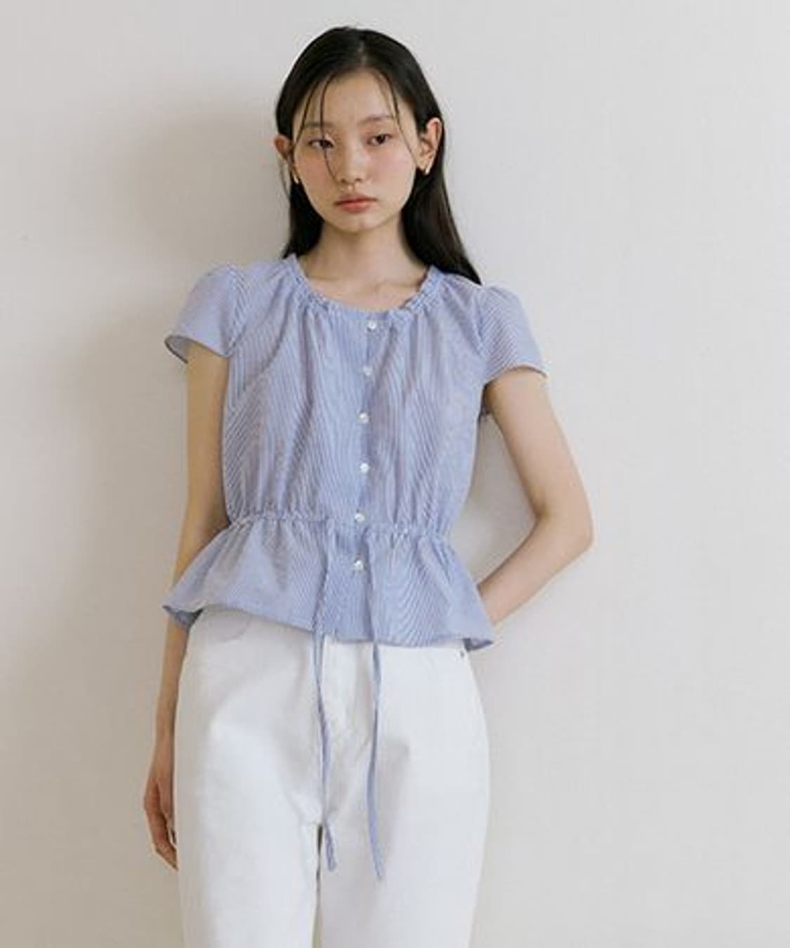 링서울 셔링 페플럼 반팔블라우스 던스트 틸아이다이 상품이미지1