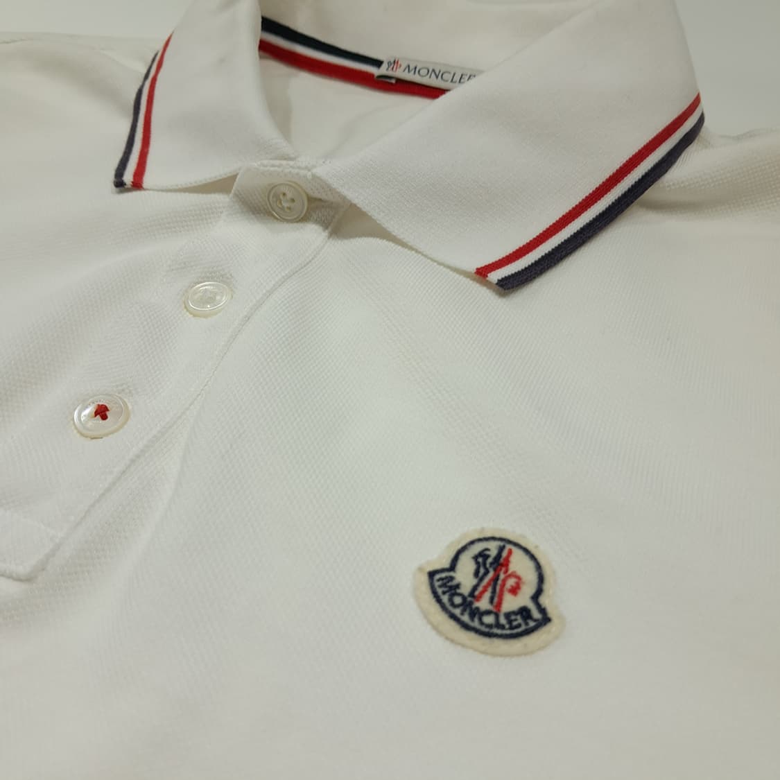 CK052 M 몽클레어 트리콜로르 화이트 반팔 폴로 티셔츠 상품이미지4