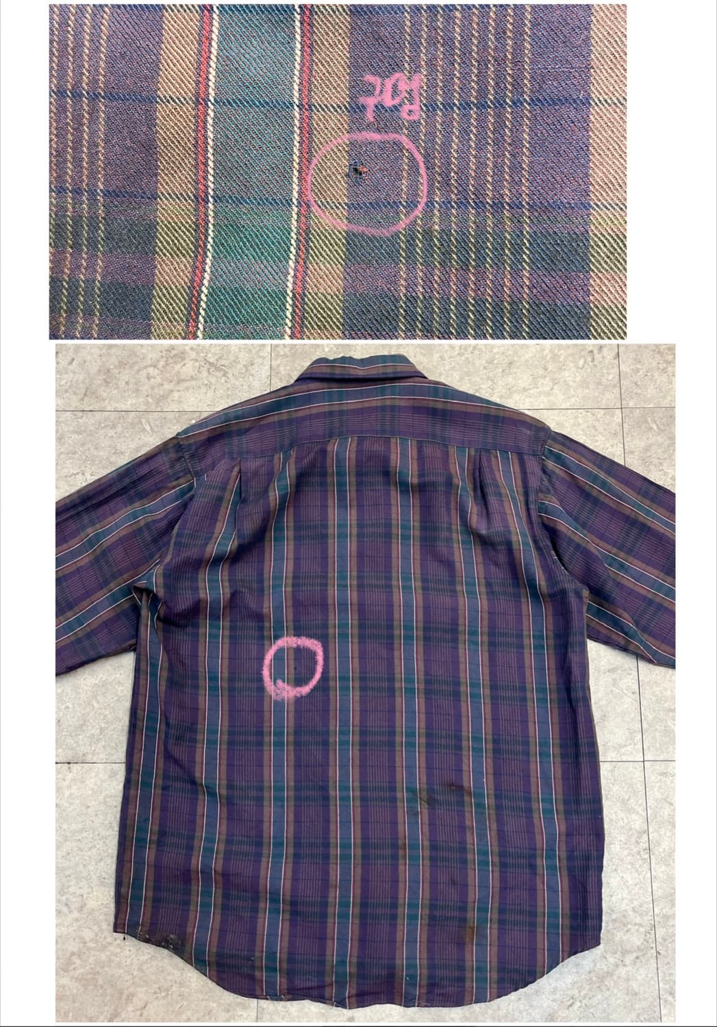 빈티지 울 체크 셔츠 퍼플 L #csz3395 상품이미지7