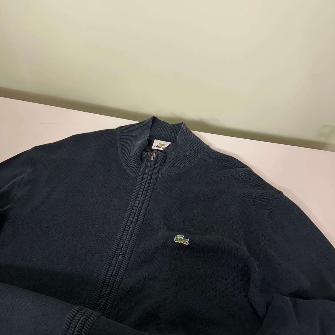 XL 라코스테 네이비 면 니트집업 상품이미지2