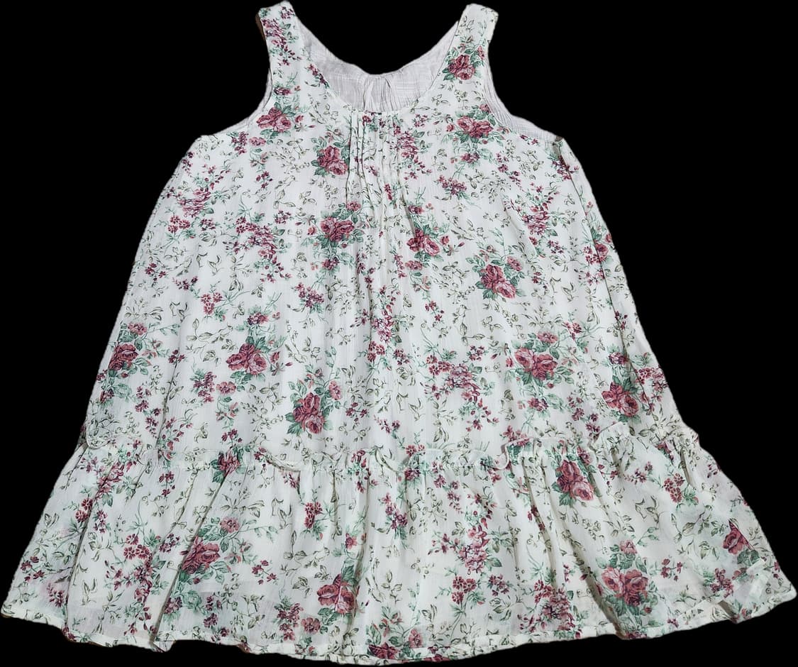 플라워패턴 프릴 아이보리 민소매 나시 원피스 상품이미지1