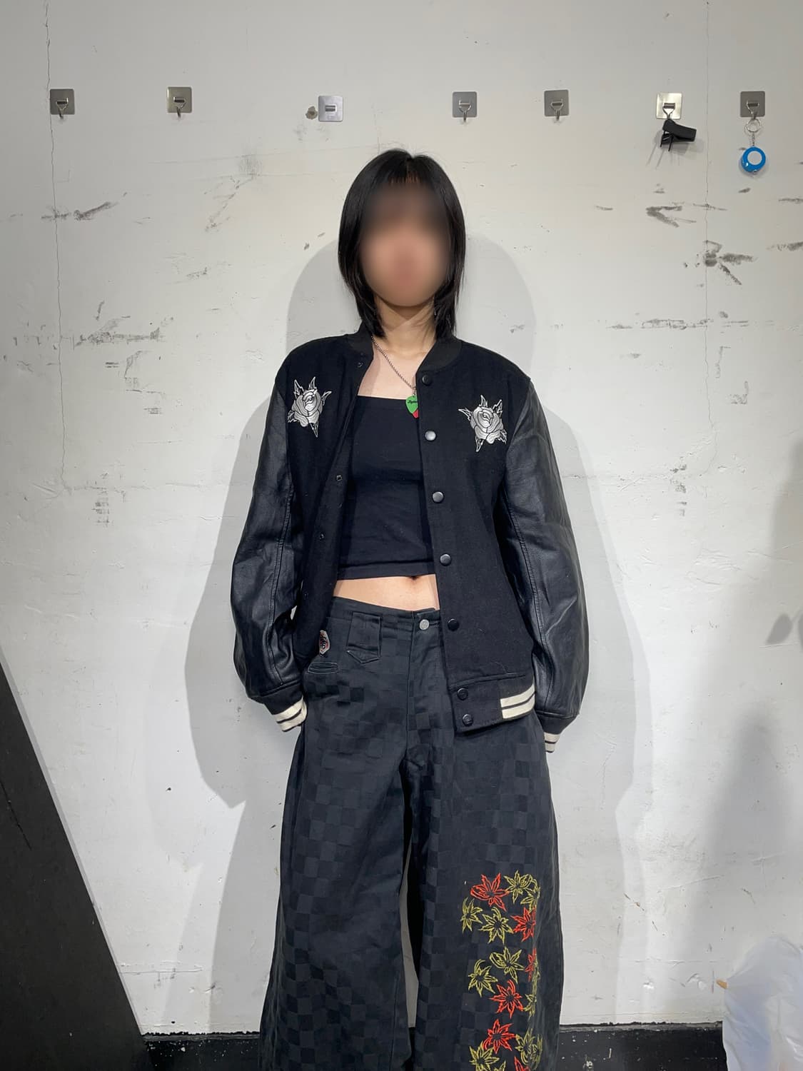 팍선 스컬 스네이크 자수 바시티 레더 자켓 가죽잠바 M 상품이미지3