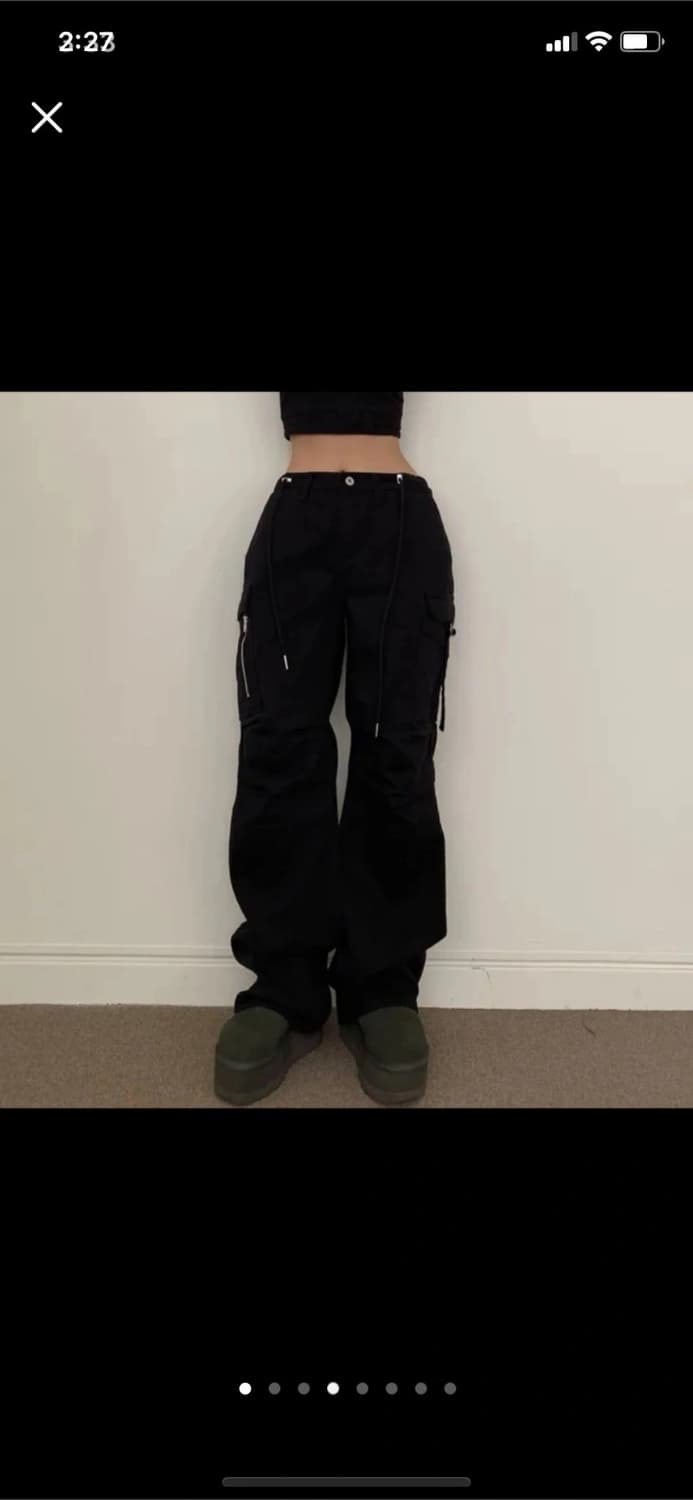 스토퍼 코튼 로우라이즈 카고팬츠 블랙 상품이미지1