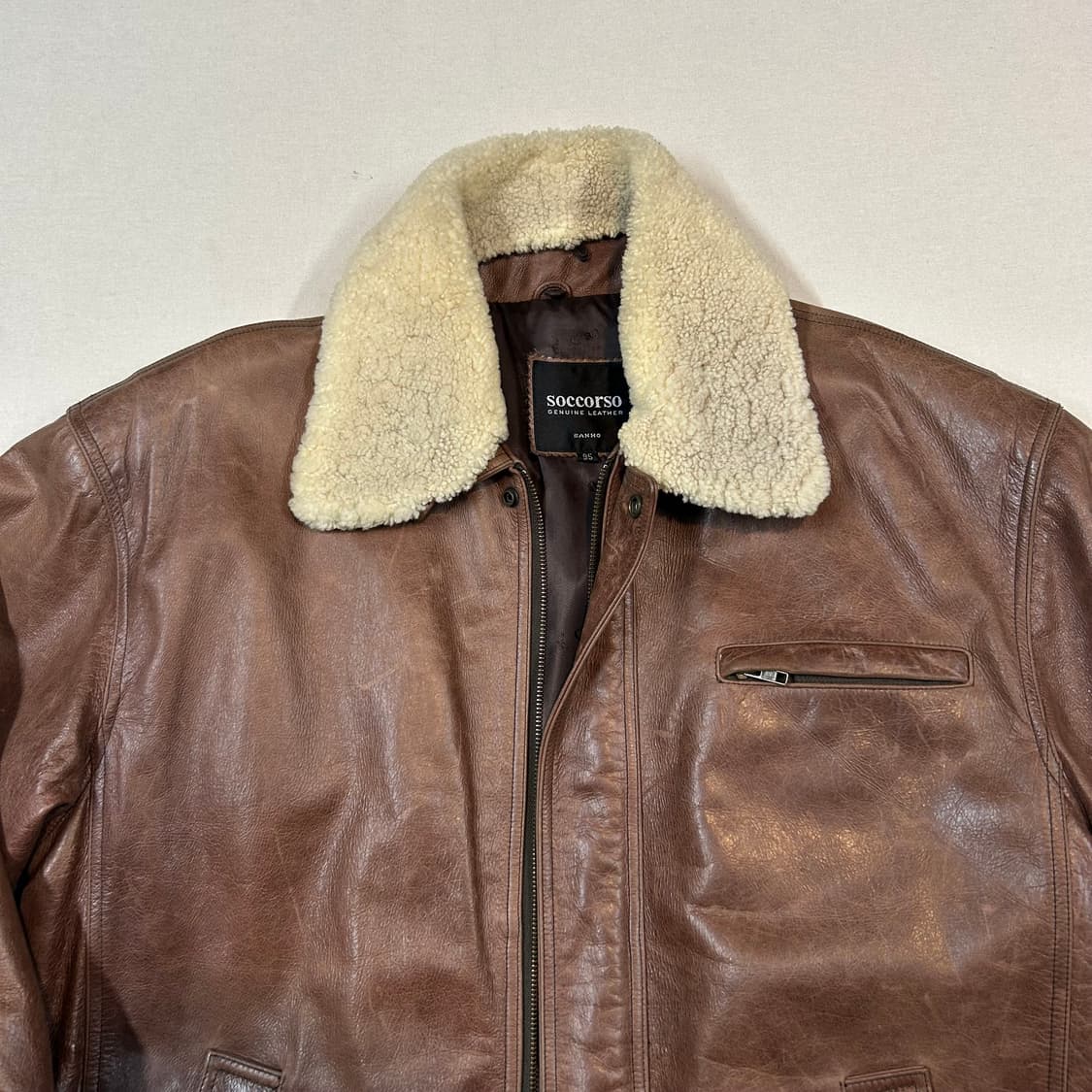 L) SOCCORSO 소가죽 무스탕 레더 자켓 상품이미지2