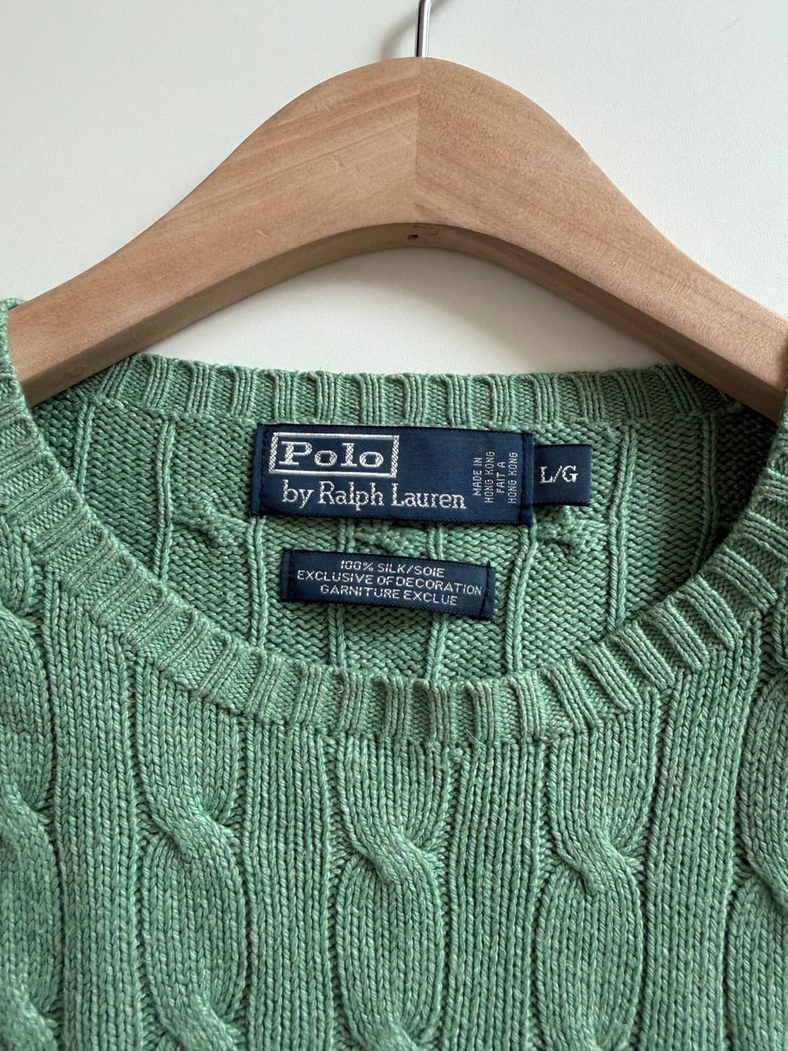Polo 폴로 랄프로렌 실크100 그린컬러 케이블 니트  상품이미지6