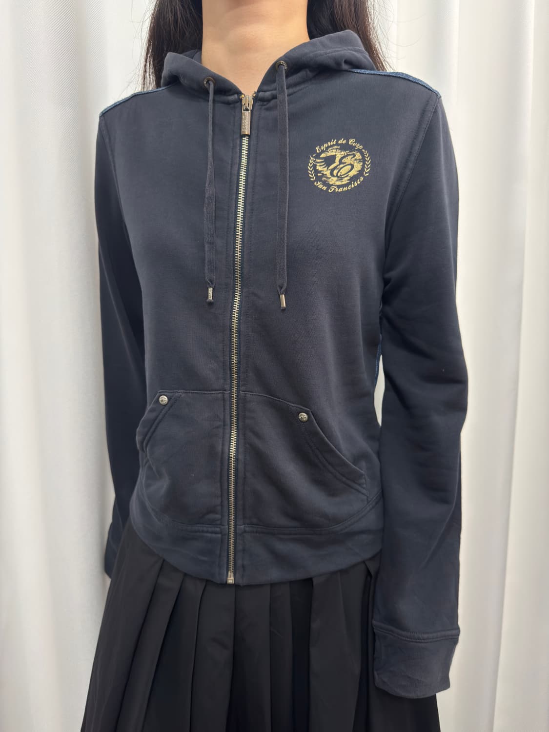 denim detail hood zipup 상품이미지3