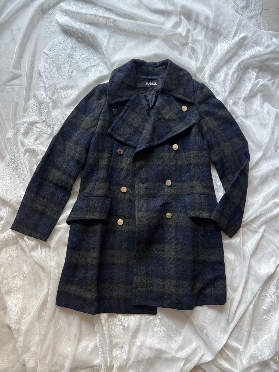 빈티지 체크 더플 코트 상품이미지1