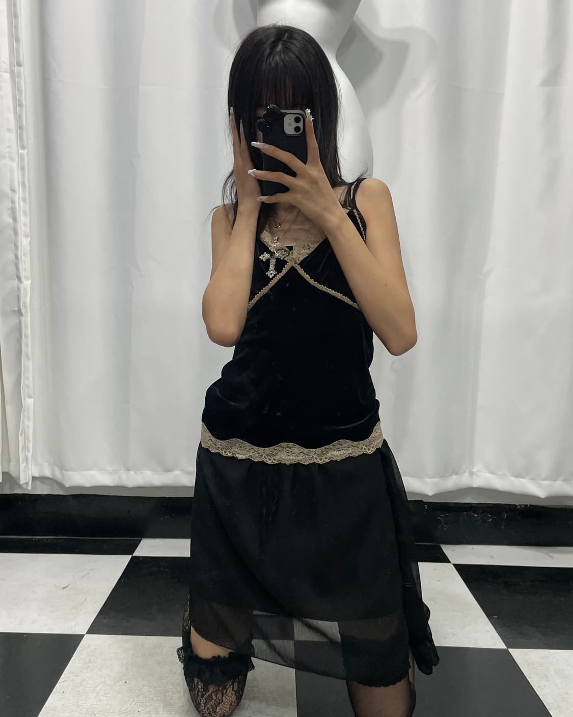 🎸블랙 벨벳 슬리브리스🎸 상품이미지4