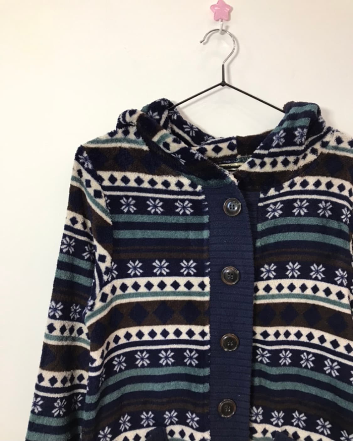 Jpn NordicPattern Hooded Fleece Cardigan 상품이미지4