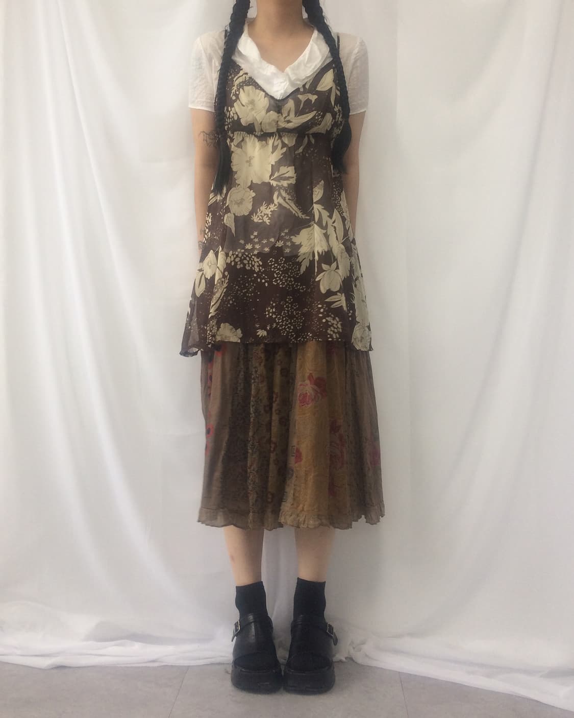 Pattern see through sleevelss 상품이미지1