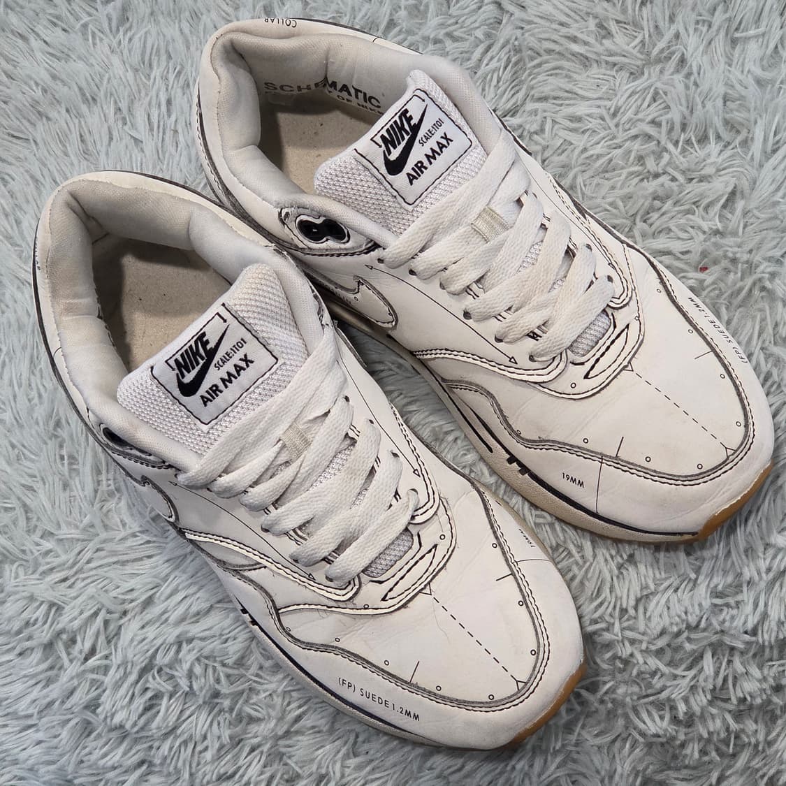 7q-23:나이키 에어맥스 1 스케치 투 셀프 화이트 (23cm)-희귀템 상품이미지5