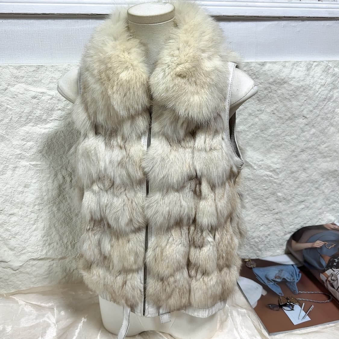 빈티지 폭스퍼 여우털 원색 양가죽 조끼베스트 상품이미지1