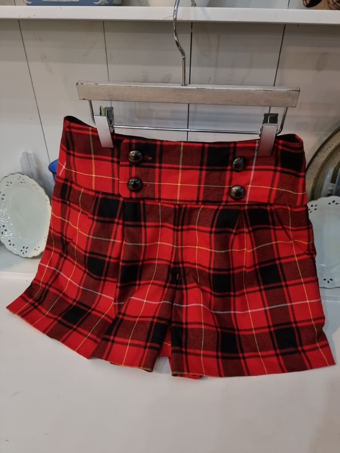 레드 타탄체크 하이웨이스트 팬츠 상품이미지3