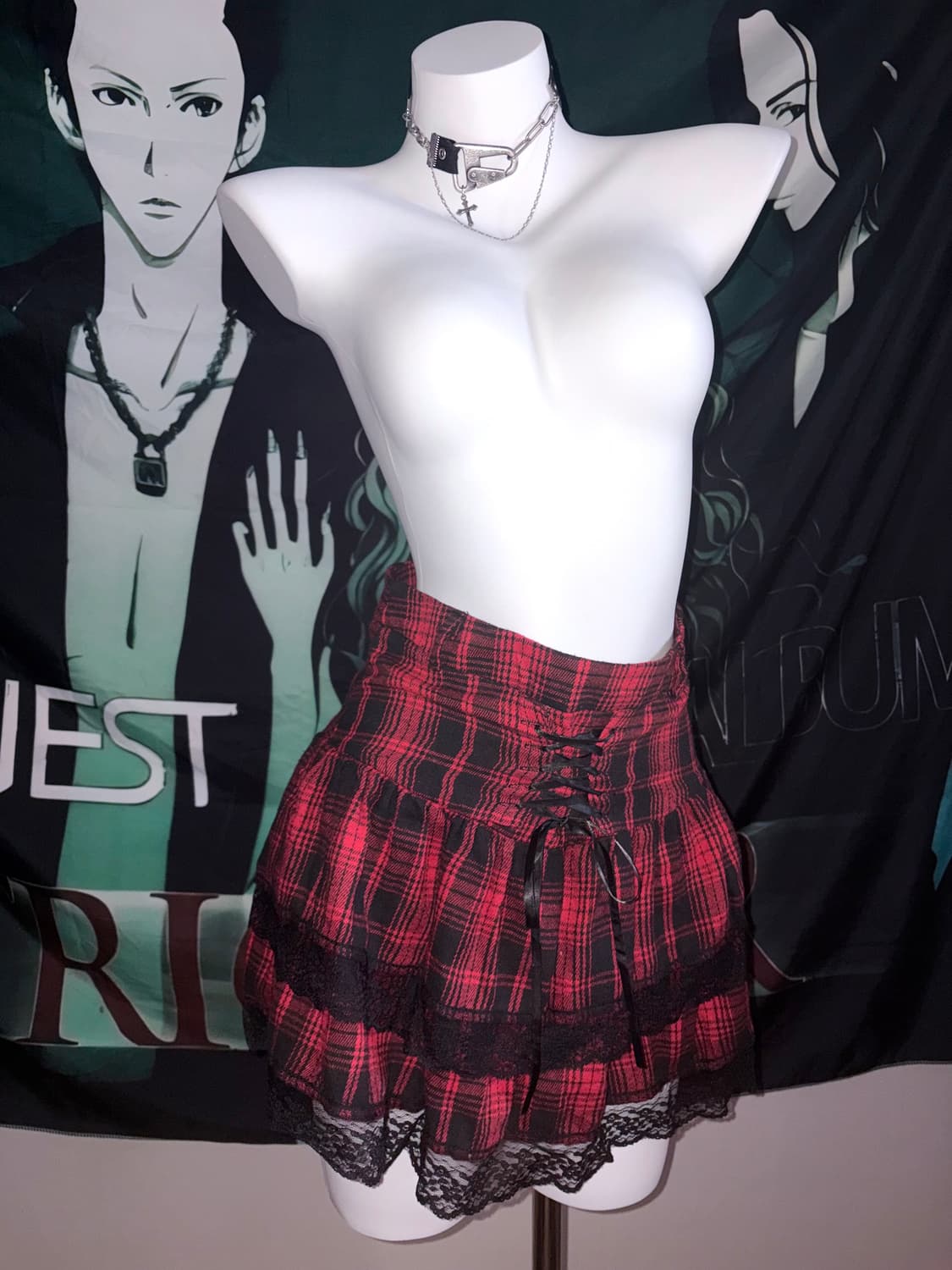 funk red checkered skirt 상품이미지1