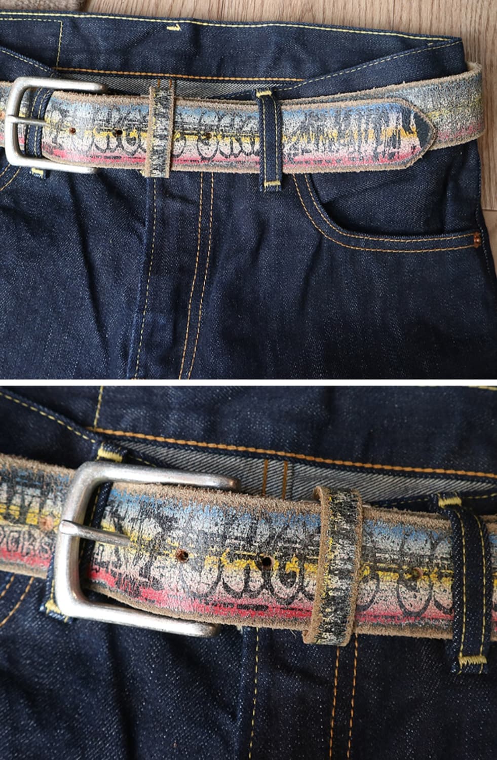 일본판 도톰한 빈티지 가죽 벨트 32-36 상품이미지5