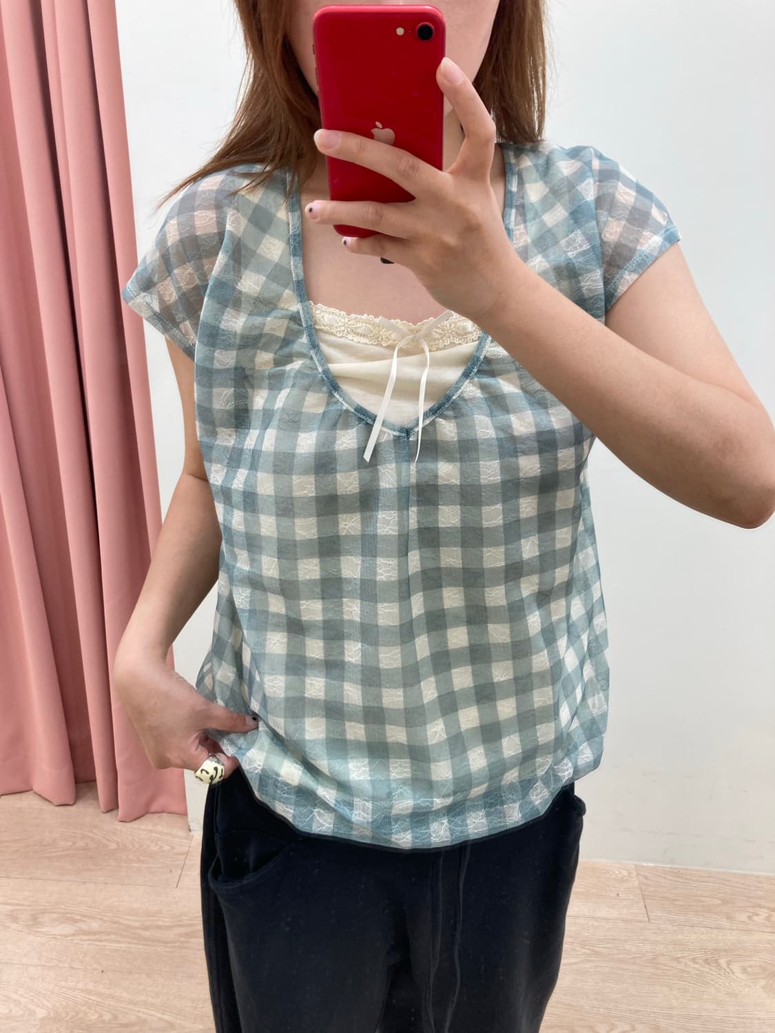 엑시즈팜 레이어드 레이스 블라우스 상품이미지2