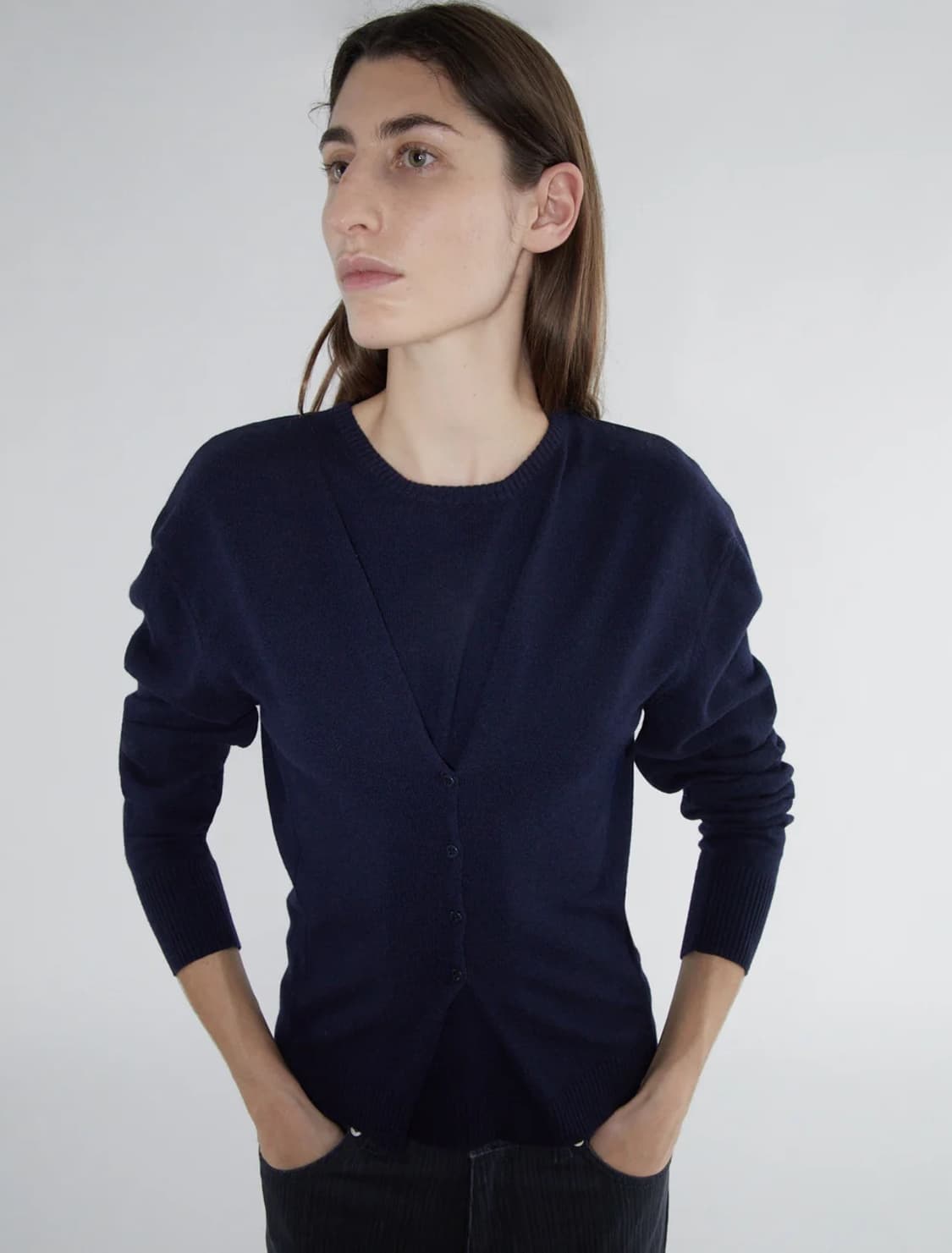 [XS,S,M]팔로마울 Clor 버튼 니트/네이비 상품이미지4