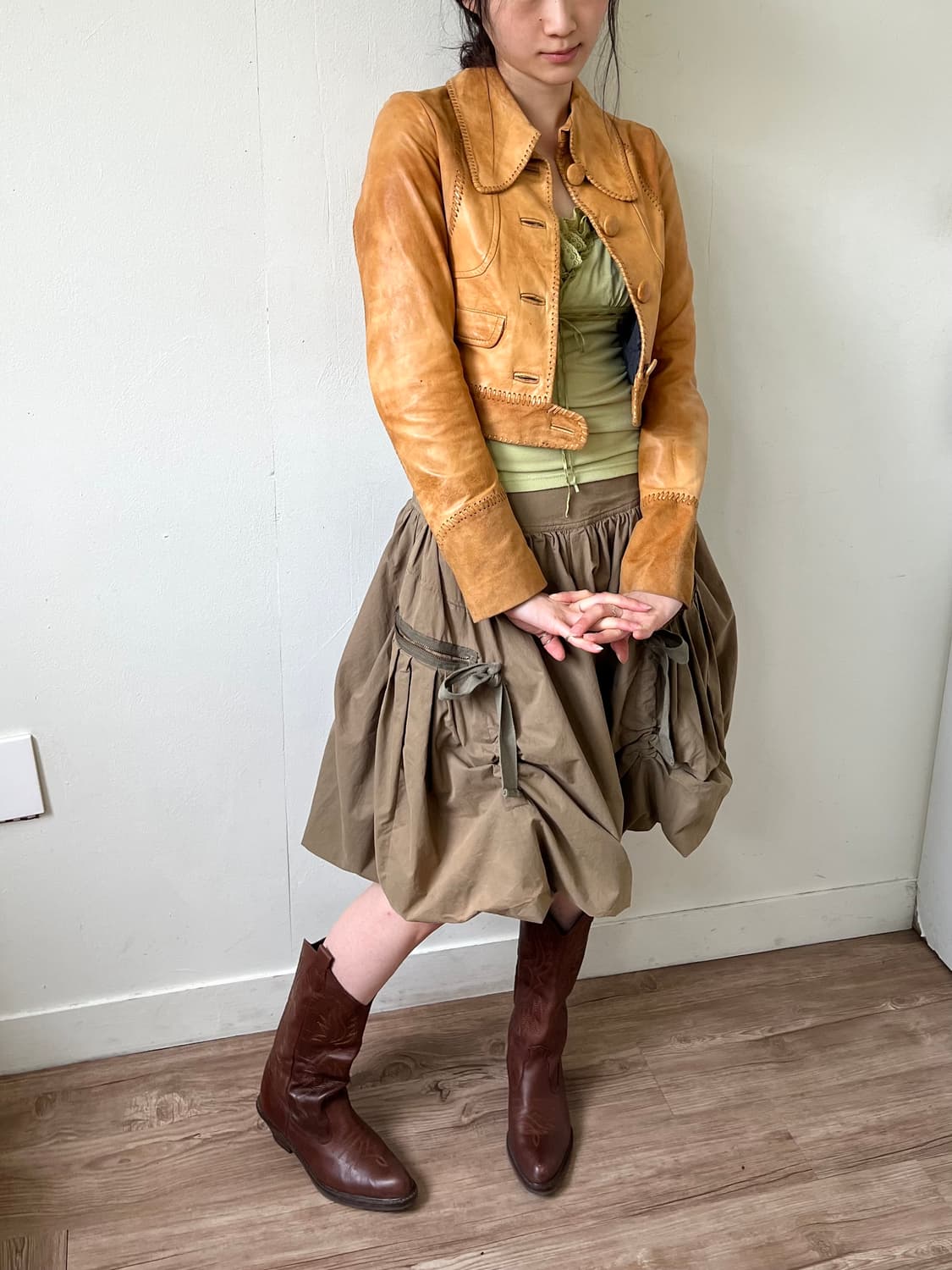MOUSSY VINTAGE 카멜 레더 숏 자켓 상품이미지8