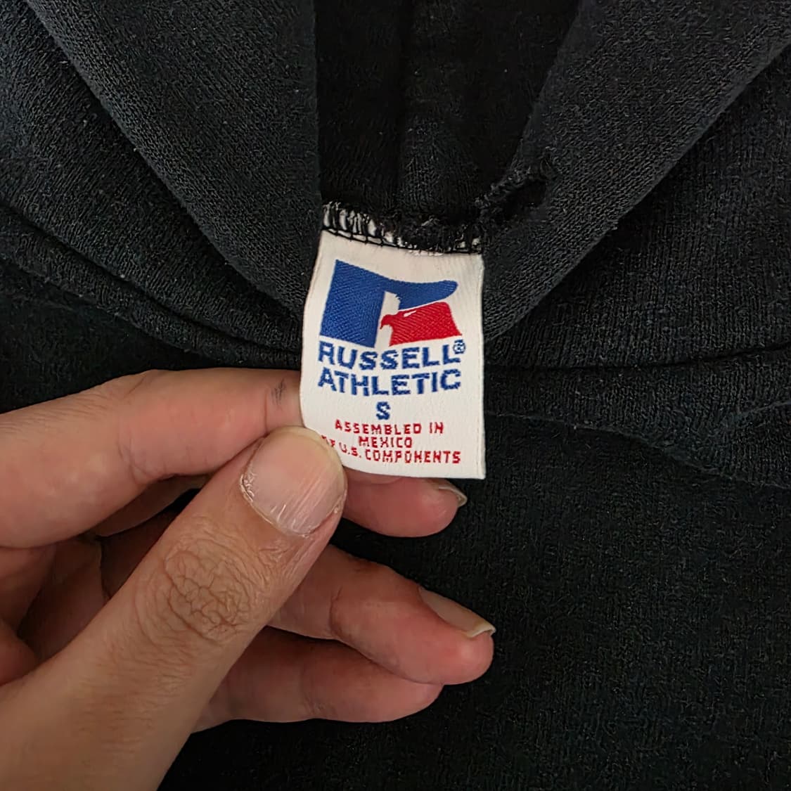 [S] 90s 빈티지 러셀 애슬레틱 블랭크 후드 블랙 ver. 레어사이즈 상품이미지5
