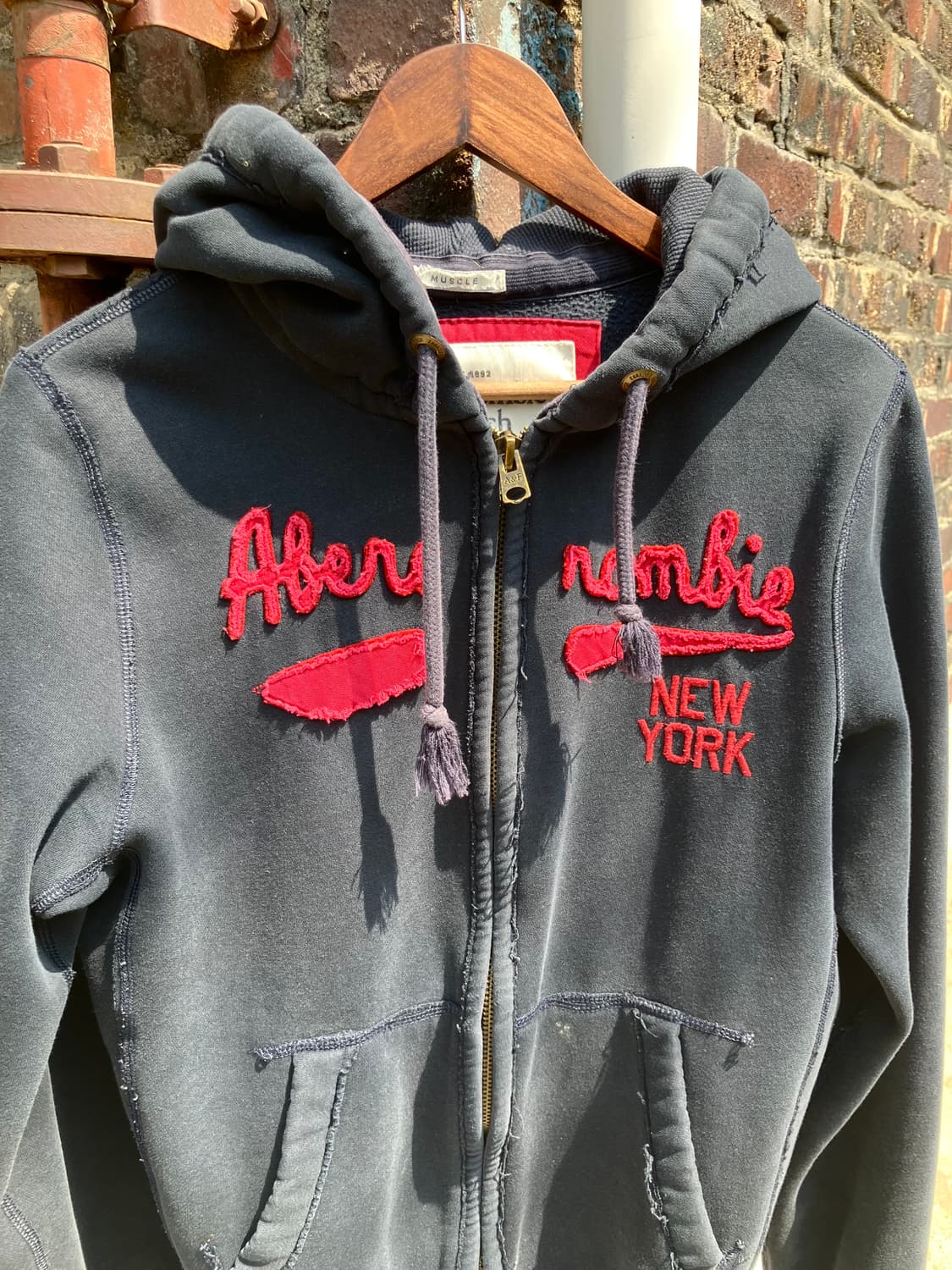 Abercrombie 로고 패치 후드 집업 L 상품이미지4