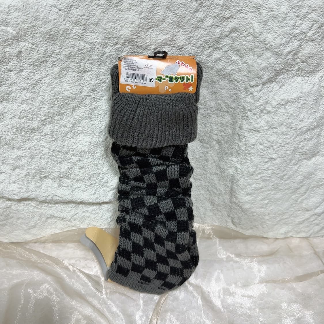 빈티지  캐시미어  블랙 그레이 체크 니트 발토시 레그워머 상품이미지1