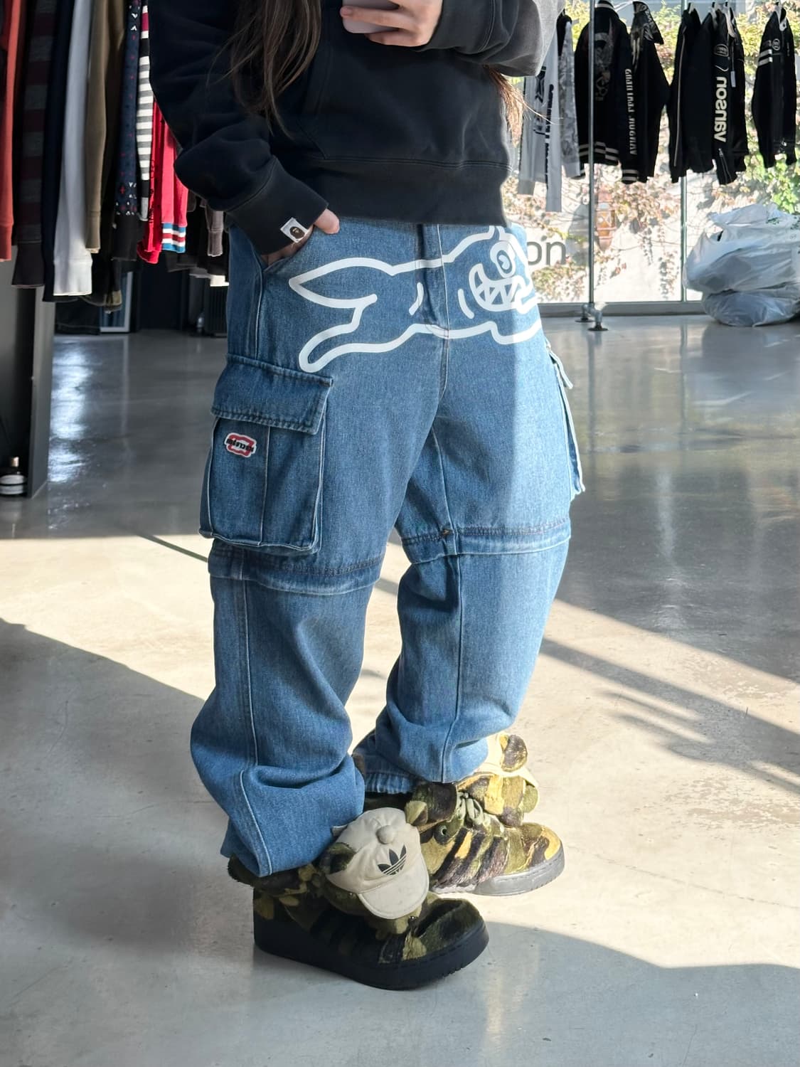 BBC 아이스크림 러닝독 투웨이 데님카고팬츠 상품이미지1