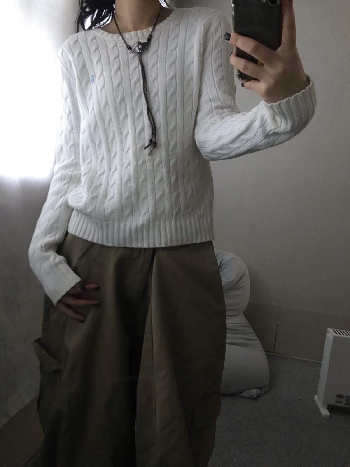 폴로 화이트 케이블 니트 상품이미지5