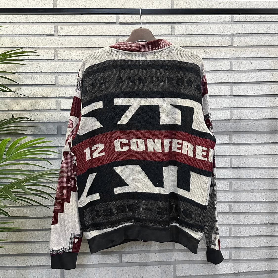 USA VINTAGE 러그 블랭킷 리메이크 가디건 아즈텍 패턴 레드 상품이미지3