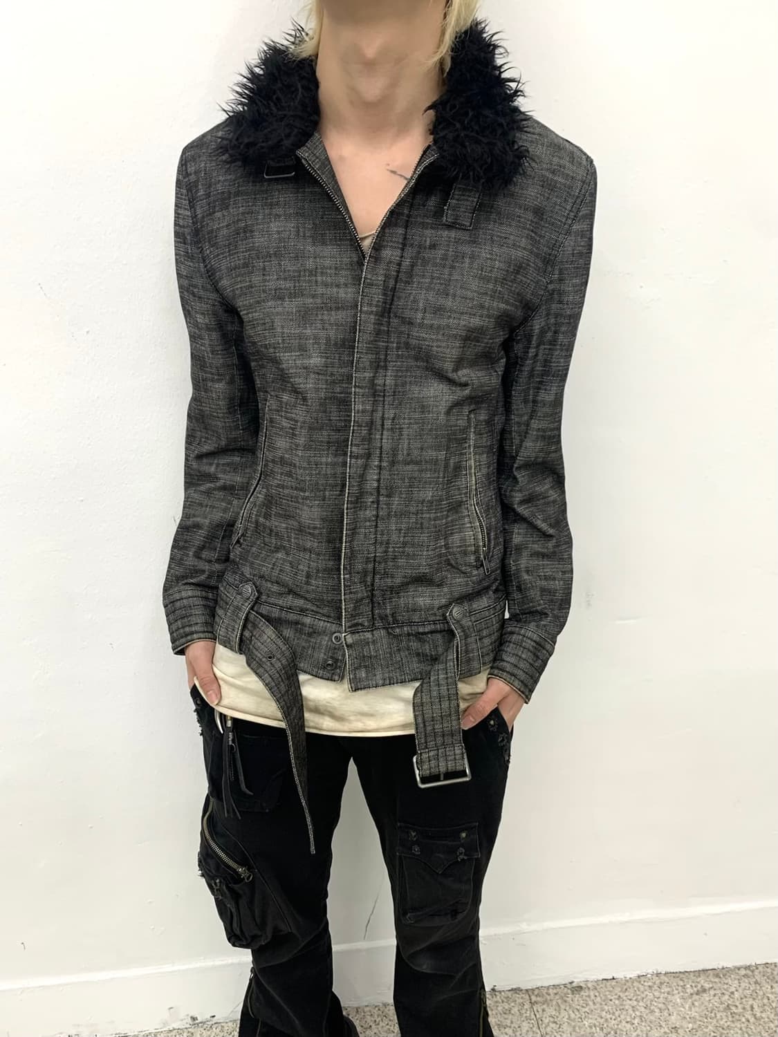 Schlussel 00s fur denim rider jacket  상품이미지5