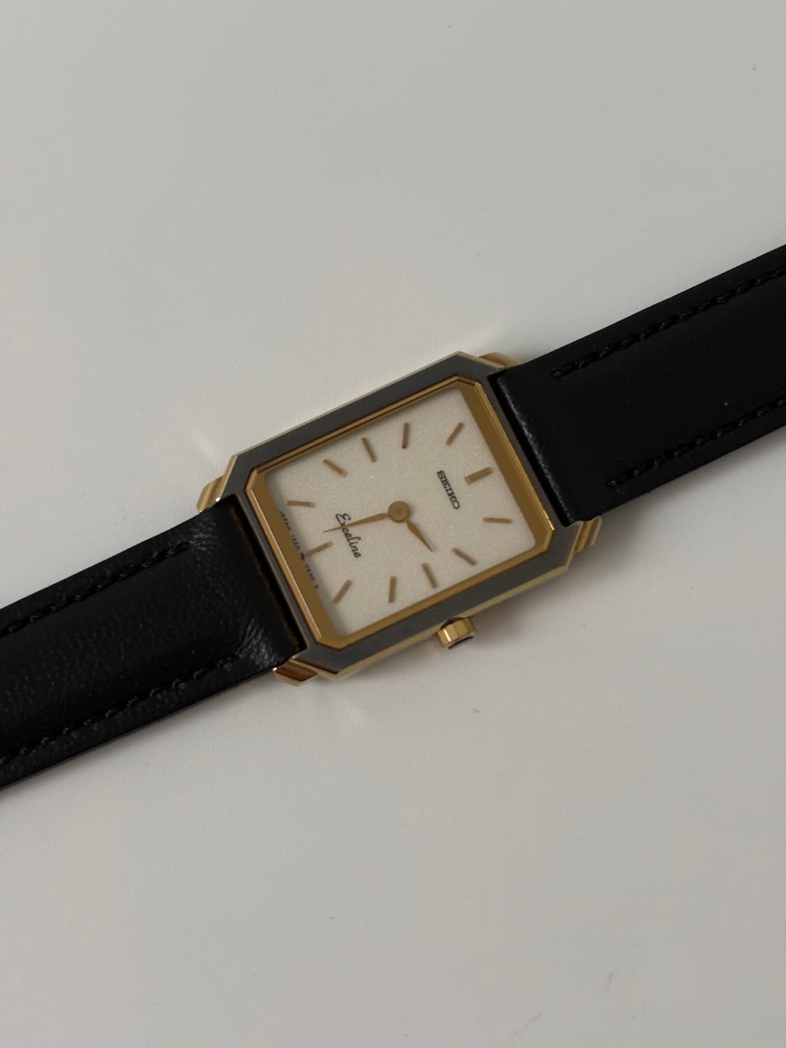 세이코 1980년대 Exceline 펄 다이얼 골드 탱크 쿼츠 여성 상품이미지4