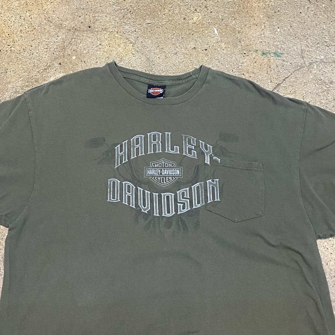 미국 빈티지 할리데이비슨 뉴올리언스 카키 반팔티 상품이미지3
