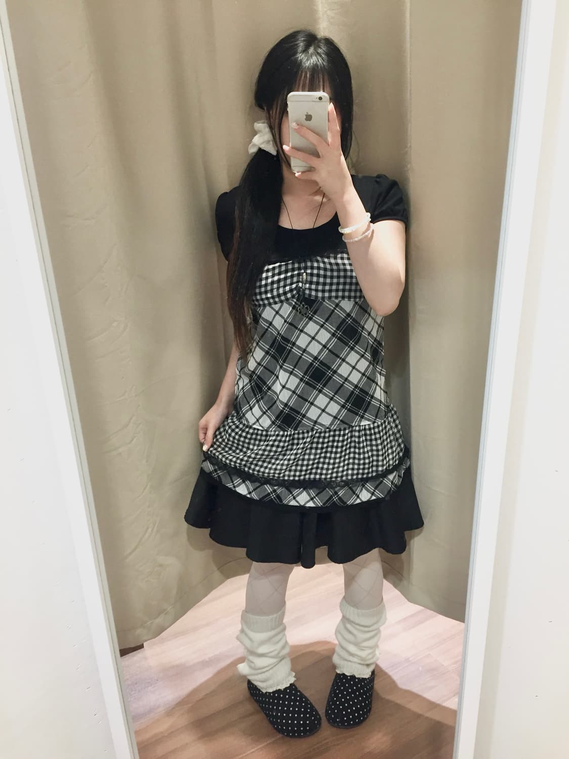 사와코 깜냥이 체크 반팔 🐼🎶 상품이미지1