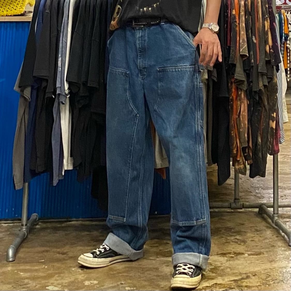 레어 00s USA 칼하트 워크 더블니 데님팬츠 상품이미지3